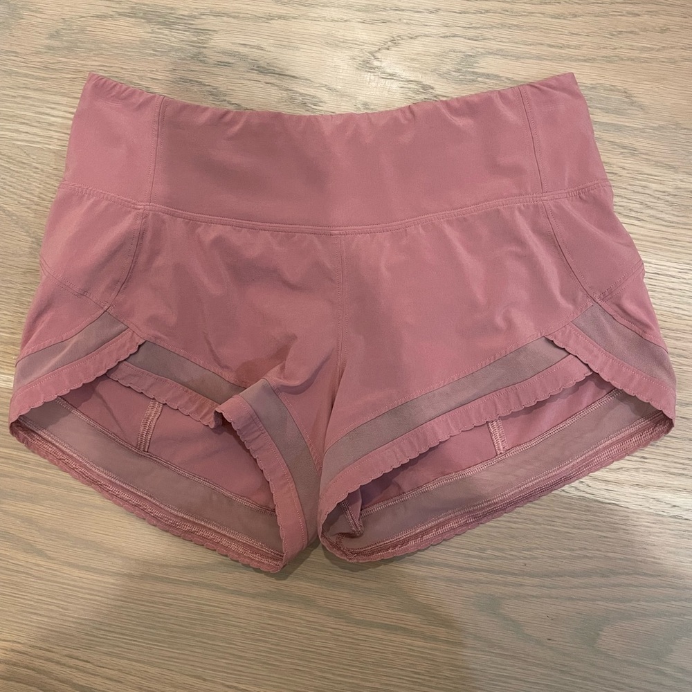 Pink Lululemon 3in shorts - size 4
